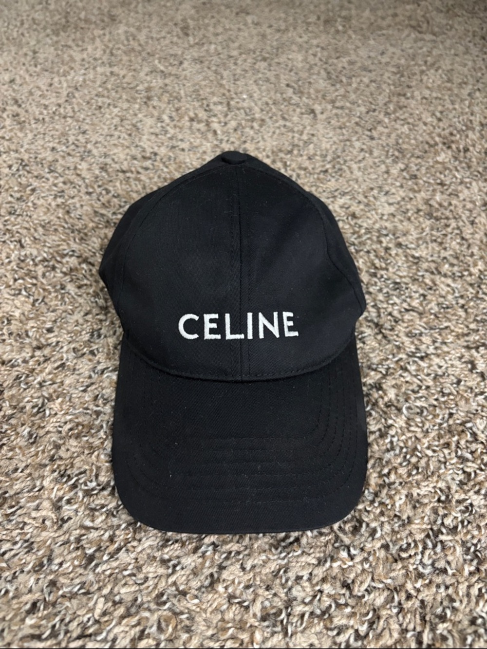 Celine Black Baseball Cap with White Logo